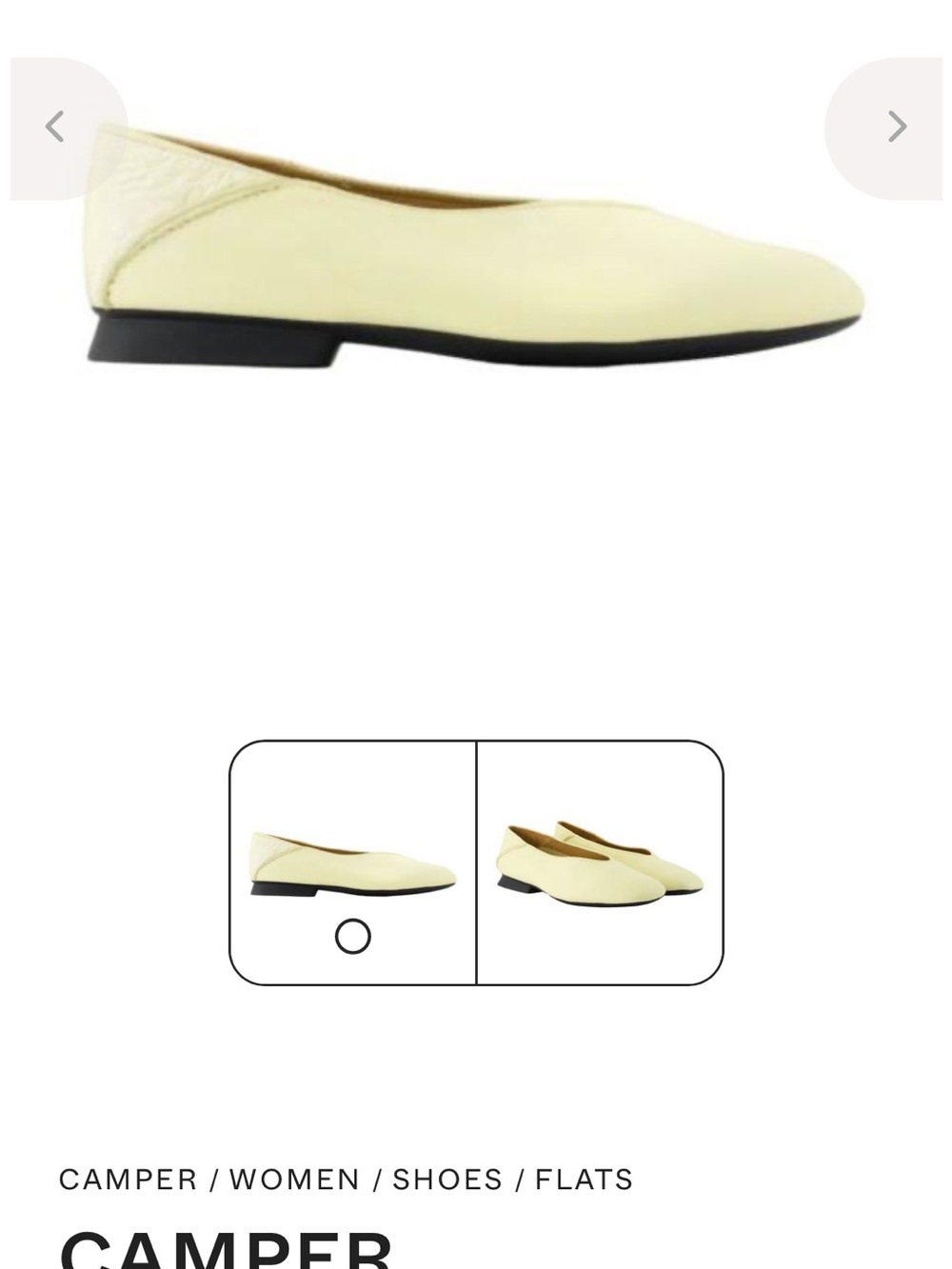 Camper Women’s Pale Yellow Leather Ballet Flat